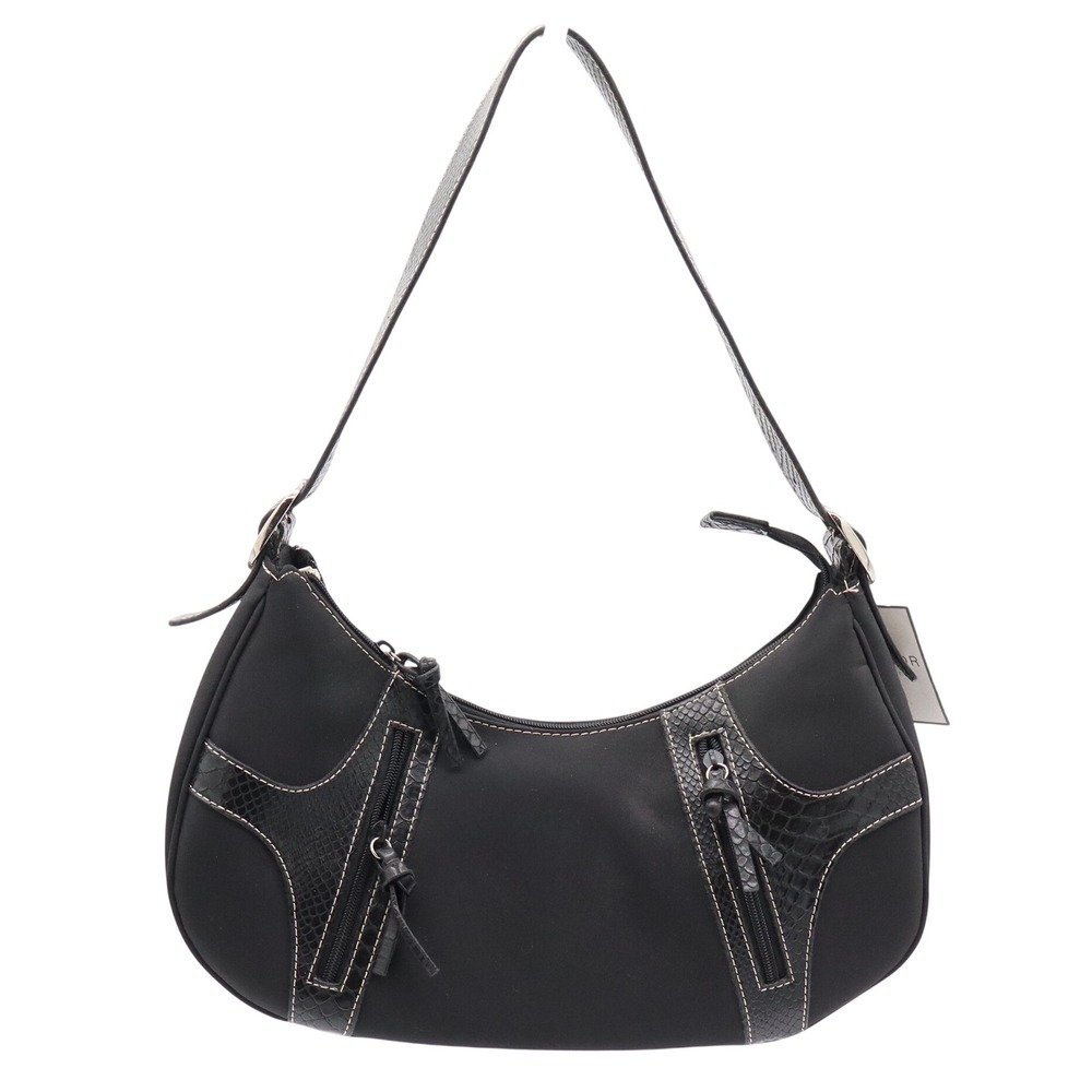 Sag Harbor Shoulder Bag Womens OS Hobo Black Snakeskin Trim Y2K NEW
